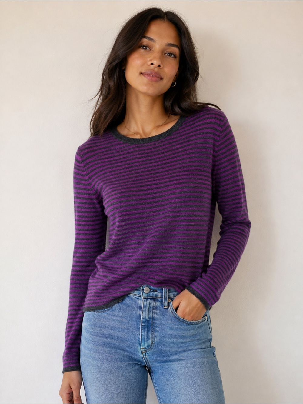 Lord & Taylor Cashmere 100% Cashmere Striped Sweater M